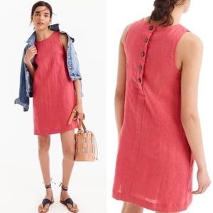 J. Crew Button Back Linen Shift Dress Old Red S